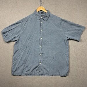 Clairborne 100% Silk Short Sleeve Button Up Shirt Mens XL Blue Hawaiian Floral